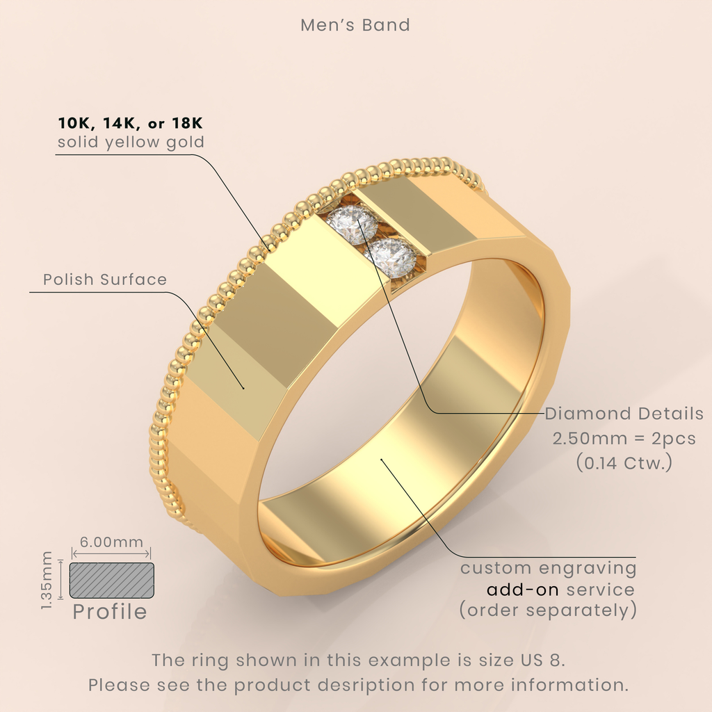 10k Gold Couple Rings – Geometric Matching Wedding Bands with Diamond Accents, Modern Anniversary Gift Set