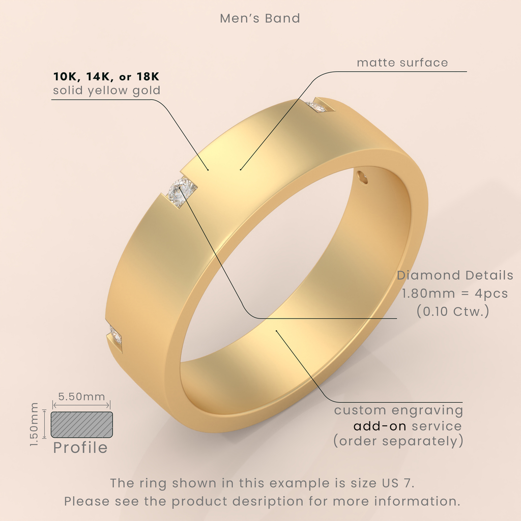 925 Sterling Silver Gold Couple Rings with Channel-Set Diamonds – Matching Wedding Bands for Him and Her