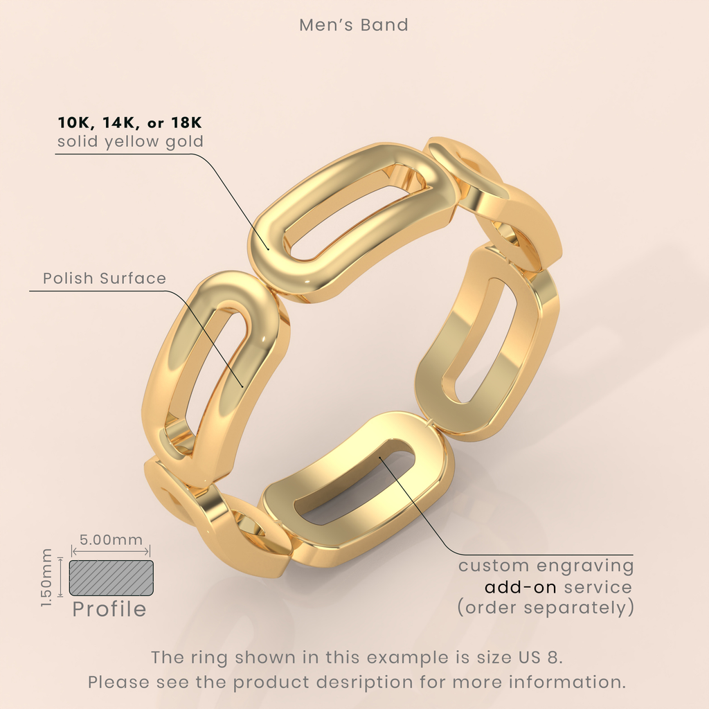 10k Gold Couple Wedding Bands – Unique Chain Link Rings with Diamonds, Matching Engagement Set
