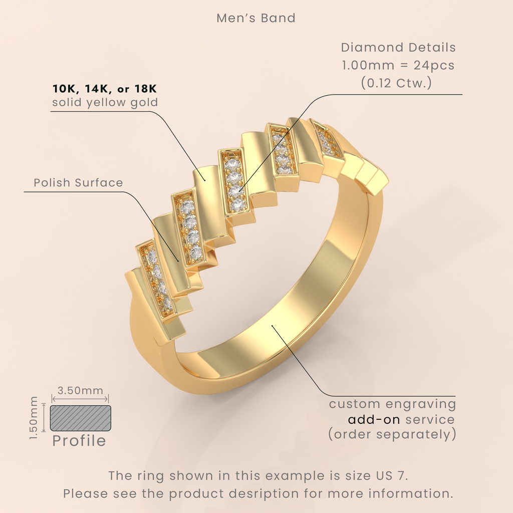 10k Gold Couple Rings – Unique Handmade Geometric Diamond Wedding Bands for Him & Her