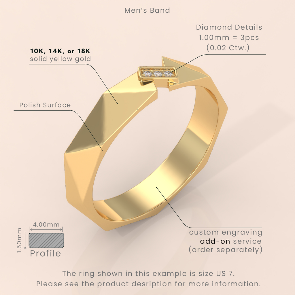 10k Gold Couple Rings – Modern Geometric Wedding Bands with Diamonds, Unique His & Hers Design
