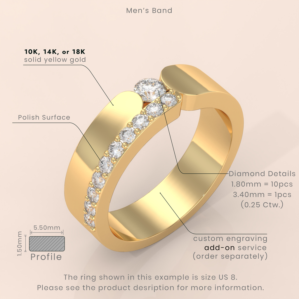 10k Gold Couple Wedding Bands – Matching Curved Design Rings with Round Cut Diamonds, Engagement or Anniversary Set
