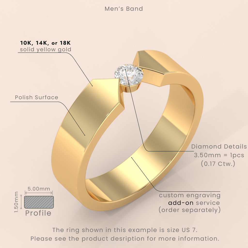 10k Gold Couple Bands – Modern Matching Yellow Gold Rings with Diamonds, Engagement and Promise Set