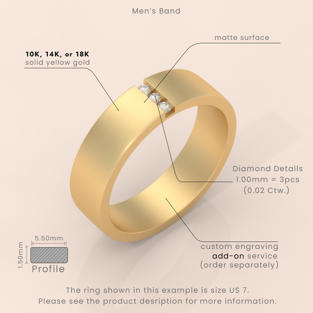 10k Gold Couple Band Set – Elegant His and Hers Wedding Rings with Diamond Accents