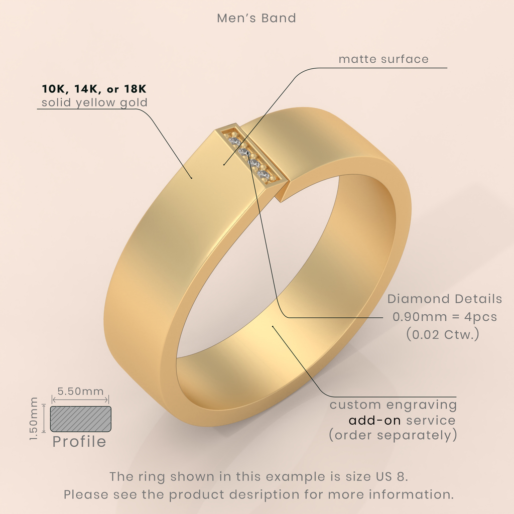 10k Gold Couple Wedding Bands – Minimalist His and Hers Rings with Diamond Detail, Modern Engagement Set
