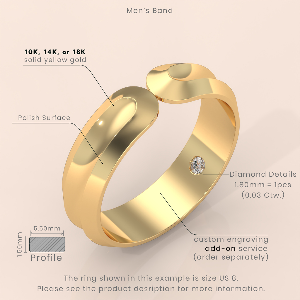 10k Gold Couple Wedding Bands – Matching Elegant Rings with Diamond Accents, Perfect for Engagement or Anniversary