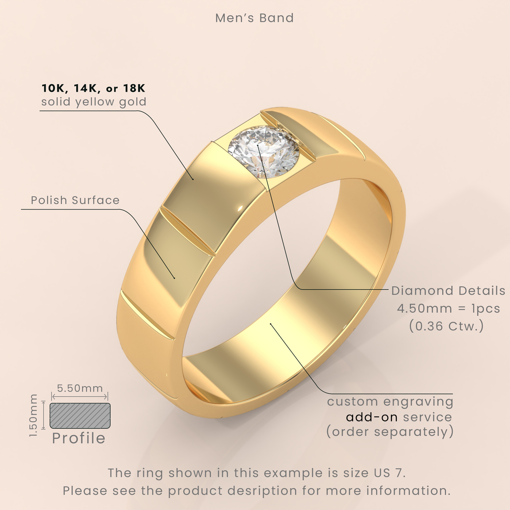 10k Gold Couple Rings – His and Hers Matching Solitaire Diamond Wedding Bands, Modern Engagement Set