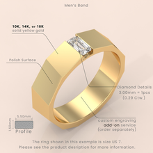10k Gold Couple Wedding Bands – Emerald Cut Diamond Matching Rings, Modern Minimalist Engagement Set