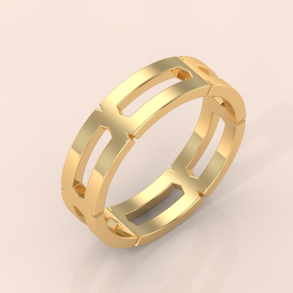 10k Gold Couple Rings – His and Hers Geometric Matching Wedding Bands with Diamond Accents, Unique Anniversary Gift