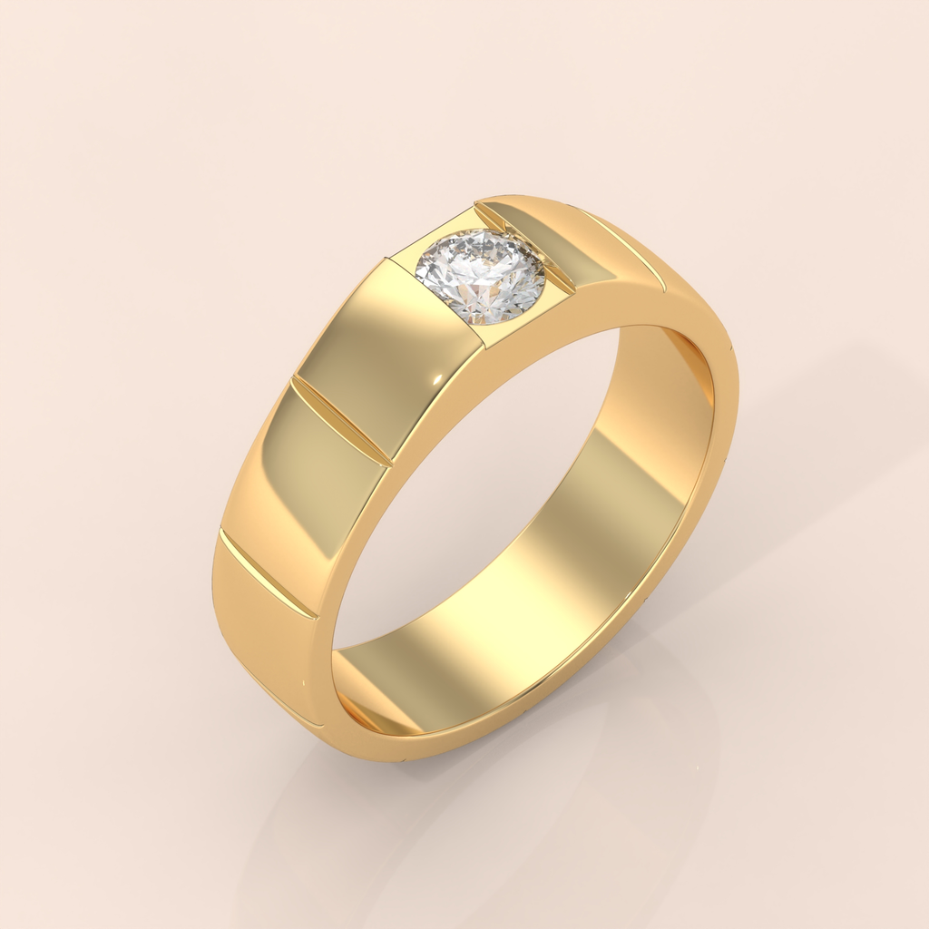 10k Gold Couple Rings – His and Hers Matching Solitaire Diamond Wedding Bands, Modern Engagement Set