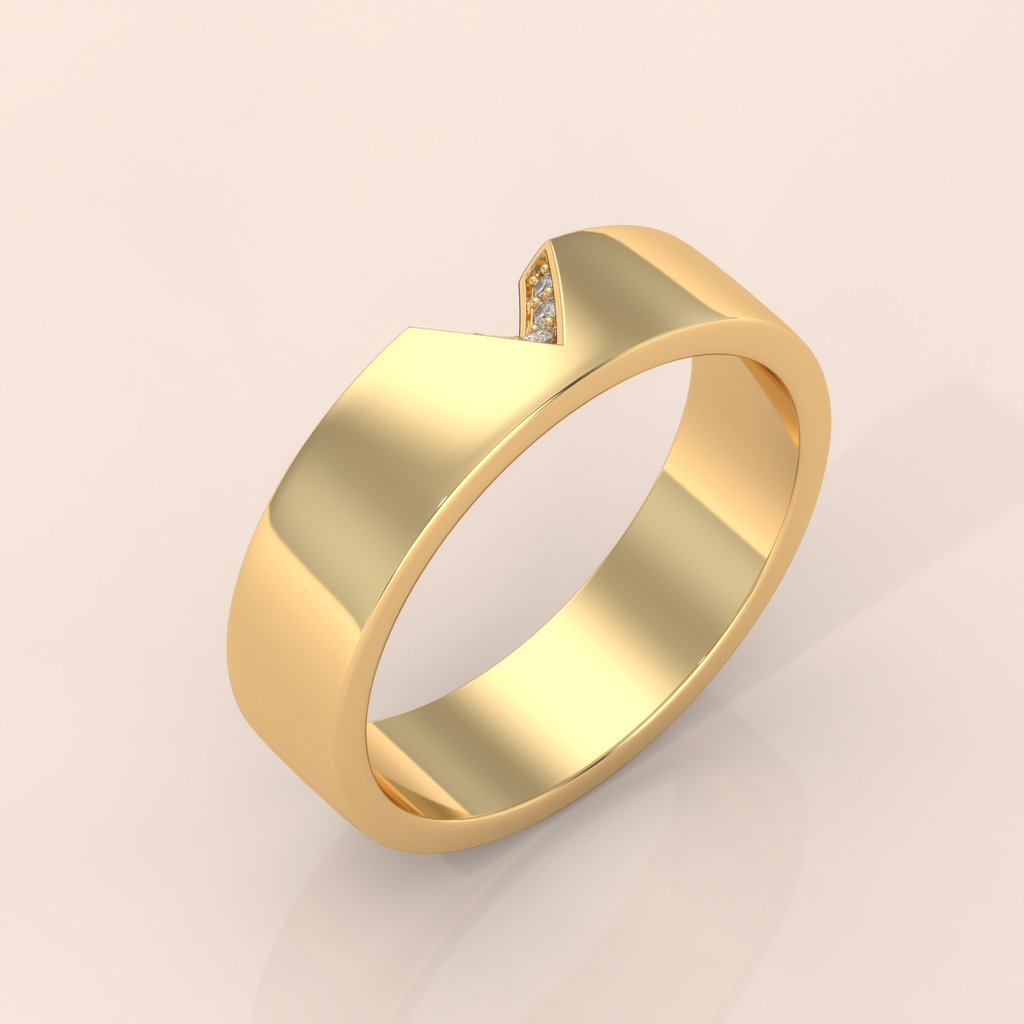 14k Gold Couple Wedding Bands – Unique Chevron V Shape Rings, Matching His & Hers Minimalist Design (Copy)