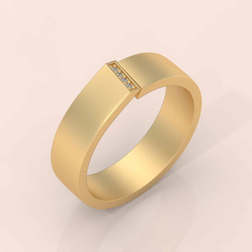 10k Gold Couple Wedding Bands – Minimalist His and Hers Rings with Diamond Detail, Modern Engagement Set