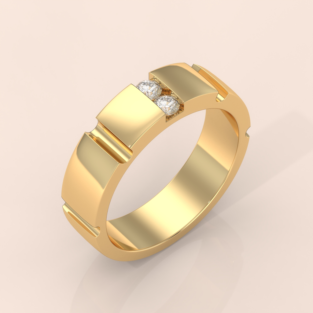 10k Gold Couple Wedding Bands – Elegant Matching Rings with Diamond Accents, Modern Geometric Anniversary or Engagement Gift