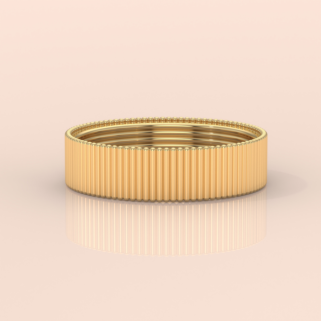 10k Gold Couple Matching Rings – Textured Wedding Bands with Distinct Beaded Edge Design