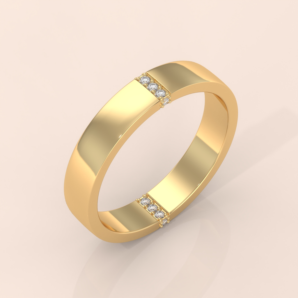 14k Gold Couple Rings – Elegant Minimalist Wedding Bands with Diamond Accents, Classic His & Hers Set (Copy)
