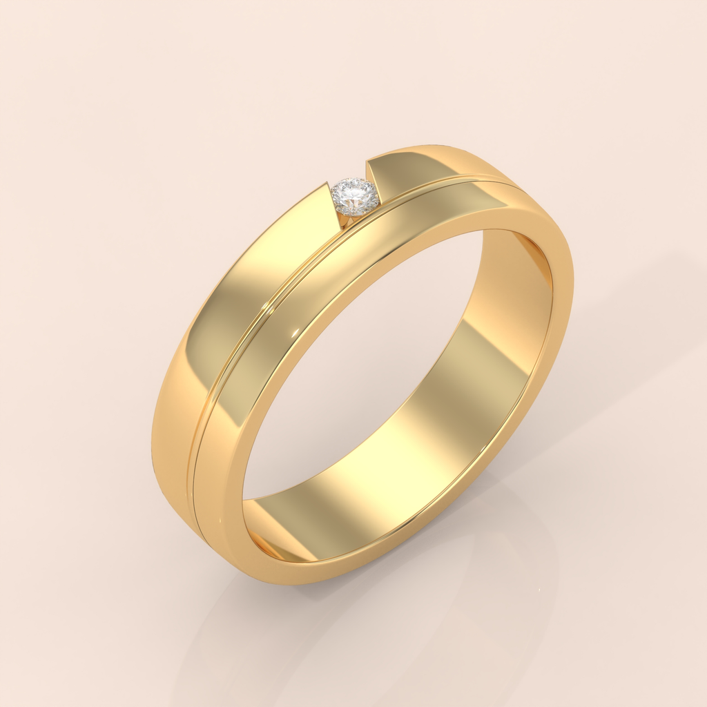 10k Gold Couple Rings – His and Hers Matching Wedding Bands with Round and Pavé Diamonds, Elegant Gift Set