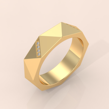 14k Gold Couple Rings Set – Modern Geometric Men’s Band & Solitaire Diamond Women’s Ring, Unique Engagement and Wedding Set (Copy)