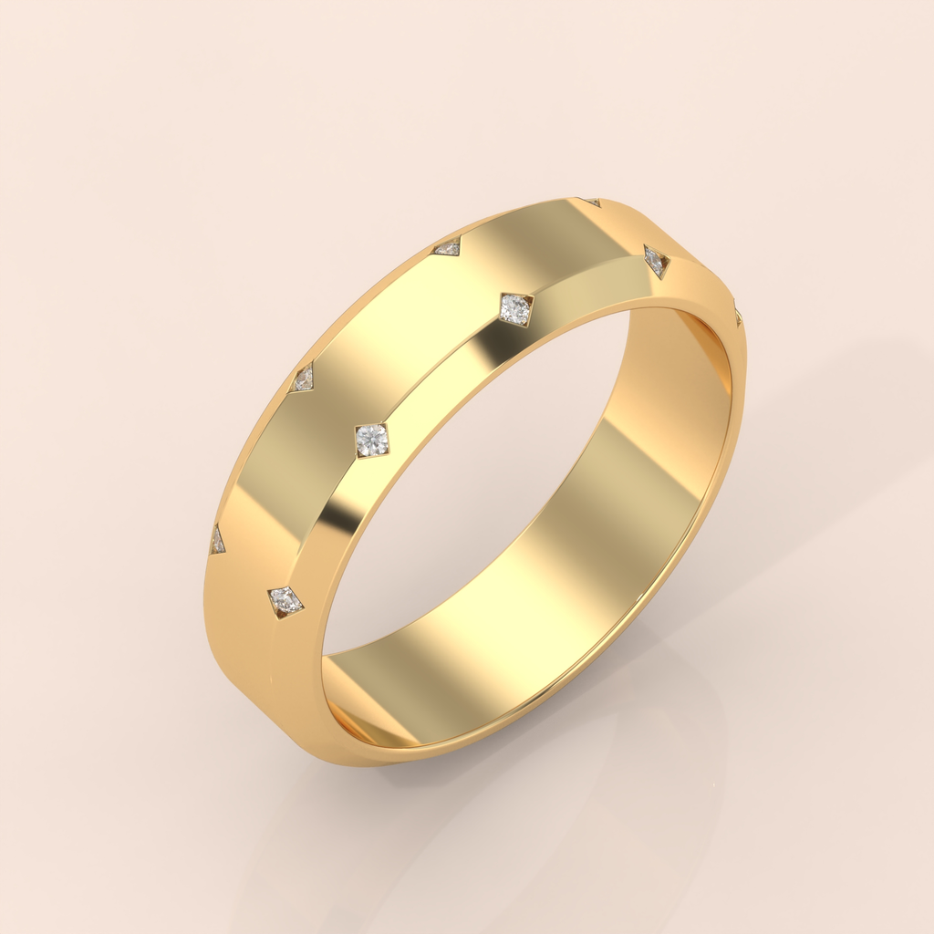 10k Gold Couple Wedding Bands – His and Hers Matching Diamond Rings, Minimalist Promise or Engagement Set