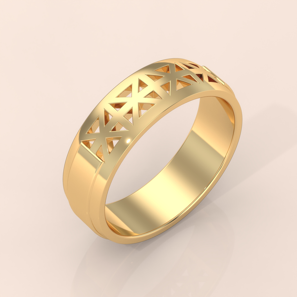 14k Gold Couple Wedding Bands – Unique Intricate Cutout Design with Diamond Accents for Him & Her (Copy)