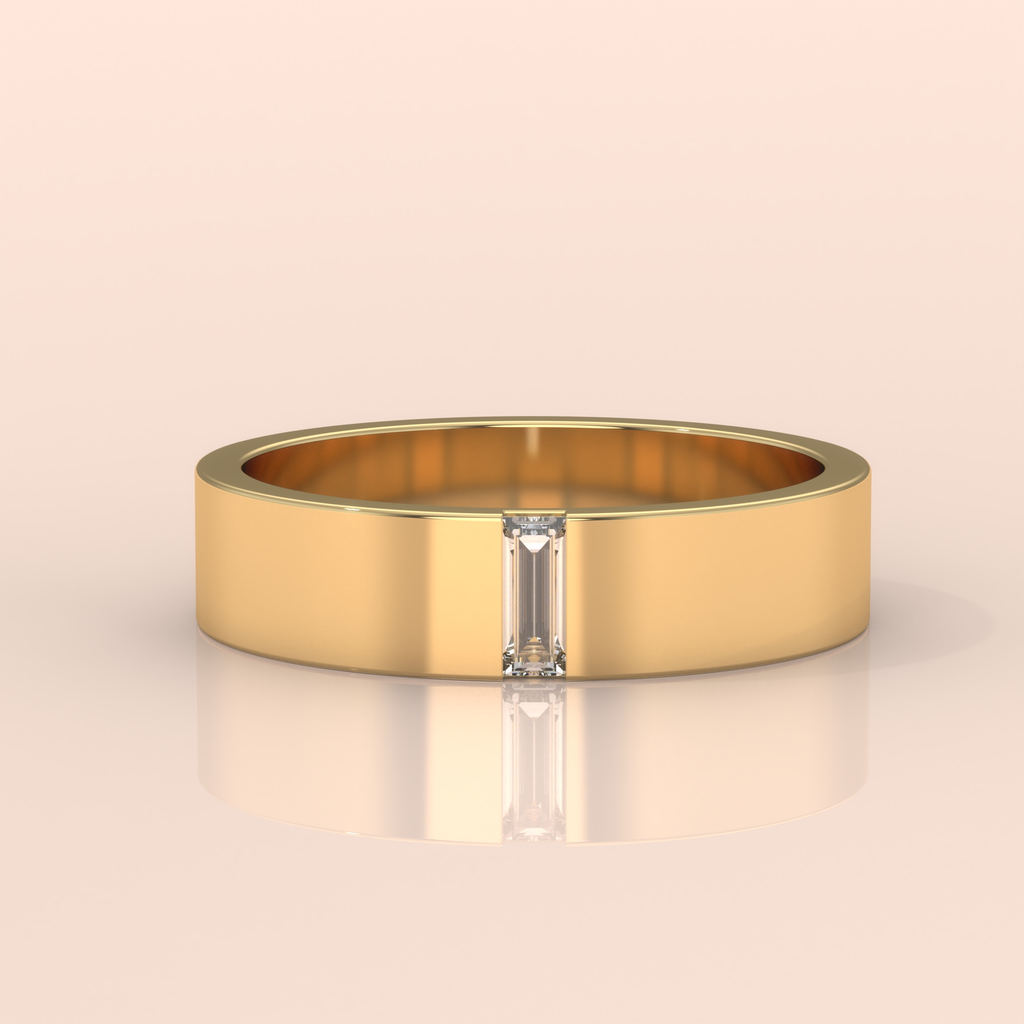 10k Gold Couple Wedding Bands – His and Hers Matching Rings with Baguette Diamonds, Elegant Anniversary Jewelry