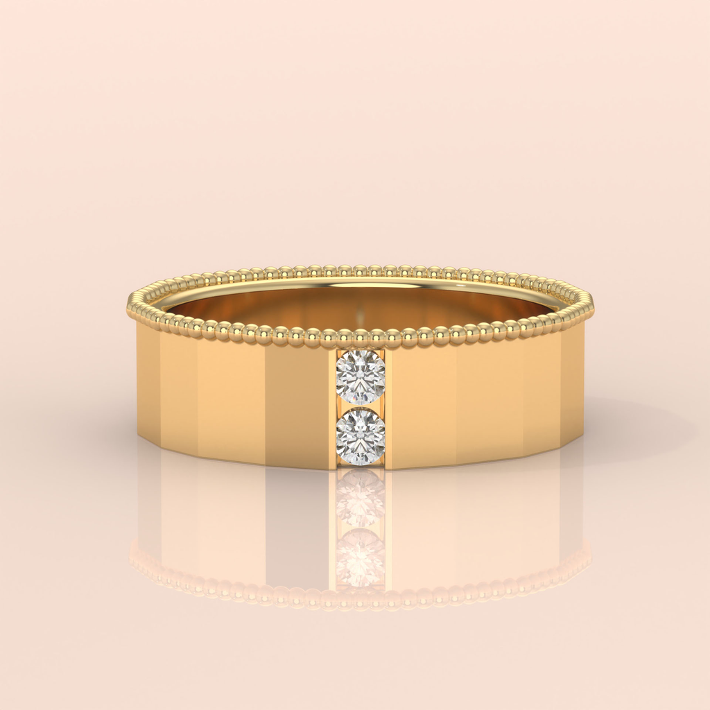 10k Gold Couple Rings – Geometric Matching Wedding Bands with Diamond Accents, Modern Anniversary Gift Set