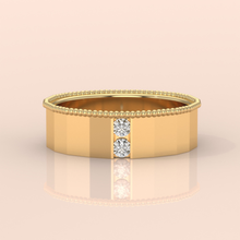 10k Gold Couple Rings – Geometric Matching Wedding Bands with Diamond Accents, Modern Anniversary Gift Set