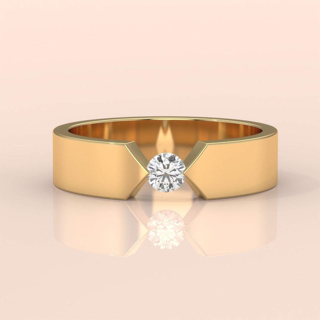 10k Gold Couple Bands – Modern Matching Yellow Gold Rings with Diamonds, Engagement and Promise Set