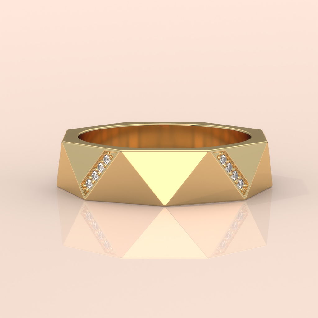 14k Gold Couple Rings Set – Modern Geometric Men’s Band & Solitaire Diamond Women’s Ring, Unique Engagement and Wedding Set (Copy)
