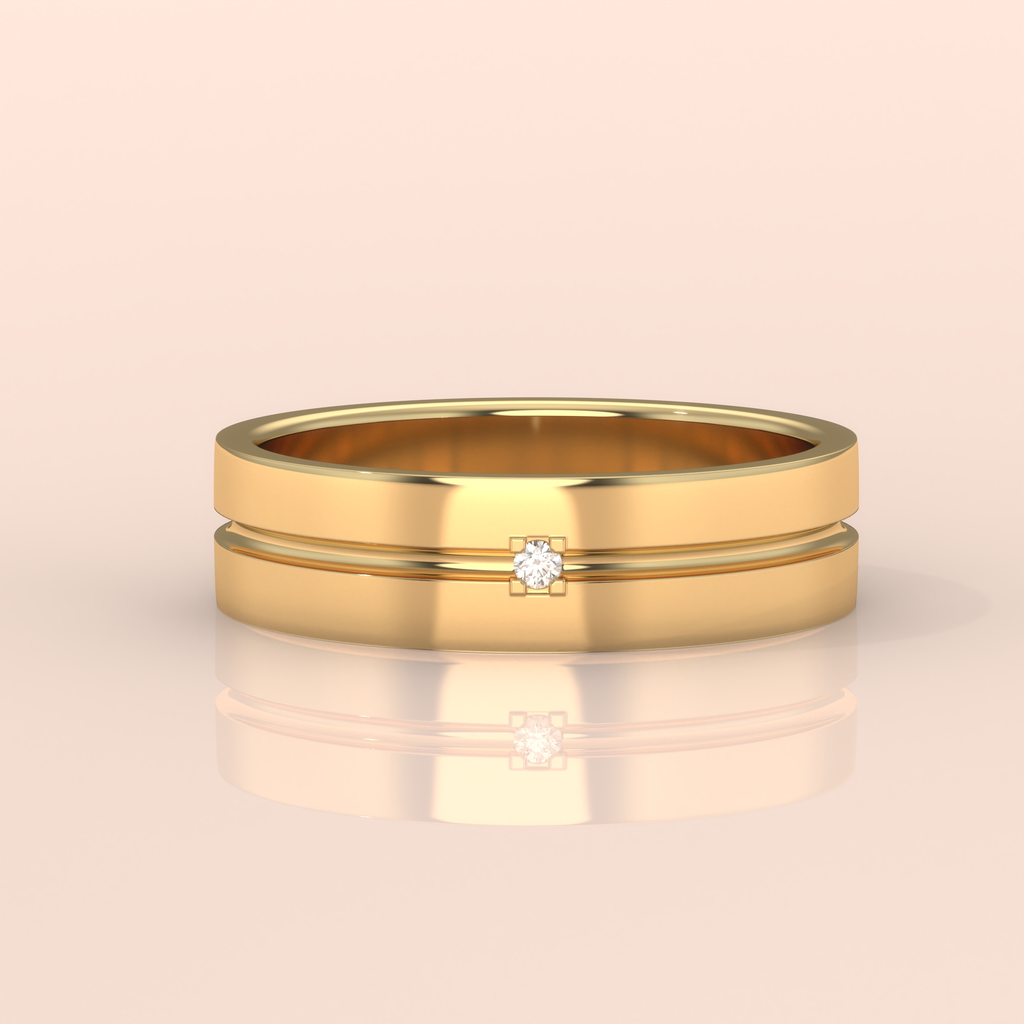 10k Gold Couple Rings – Matching Bands with Solitaire and Accent Diamonds, Wedding or Engagement Set