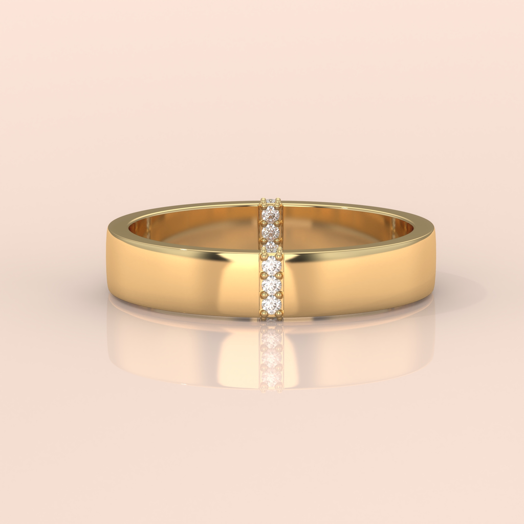 10k Gold Couple Rings – Elegant Minimalist Wedding Bands with Diamond Accents, Classic His & Hers Set