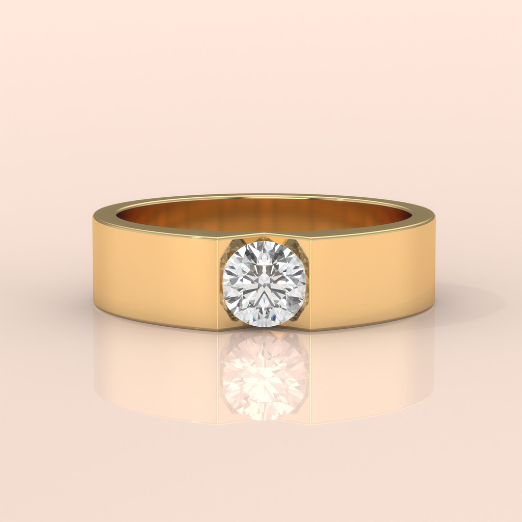 14k Gold Couple Ring Set – Matching Bands with Solitaire Diamond, Ideal Wedding or Engagement Gift for Couples (Copy)