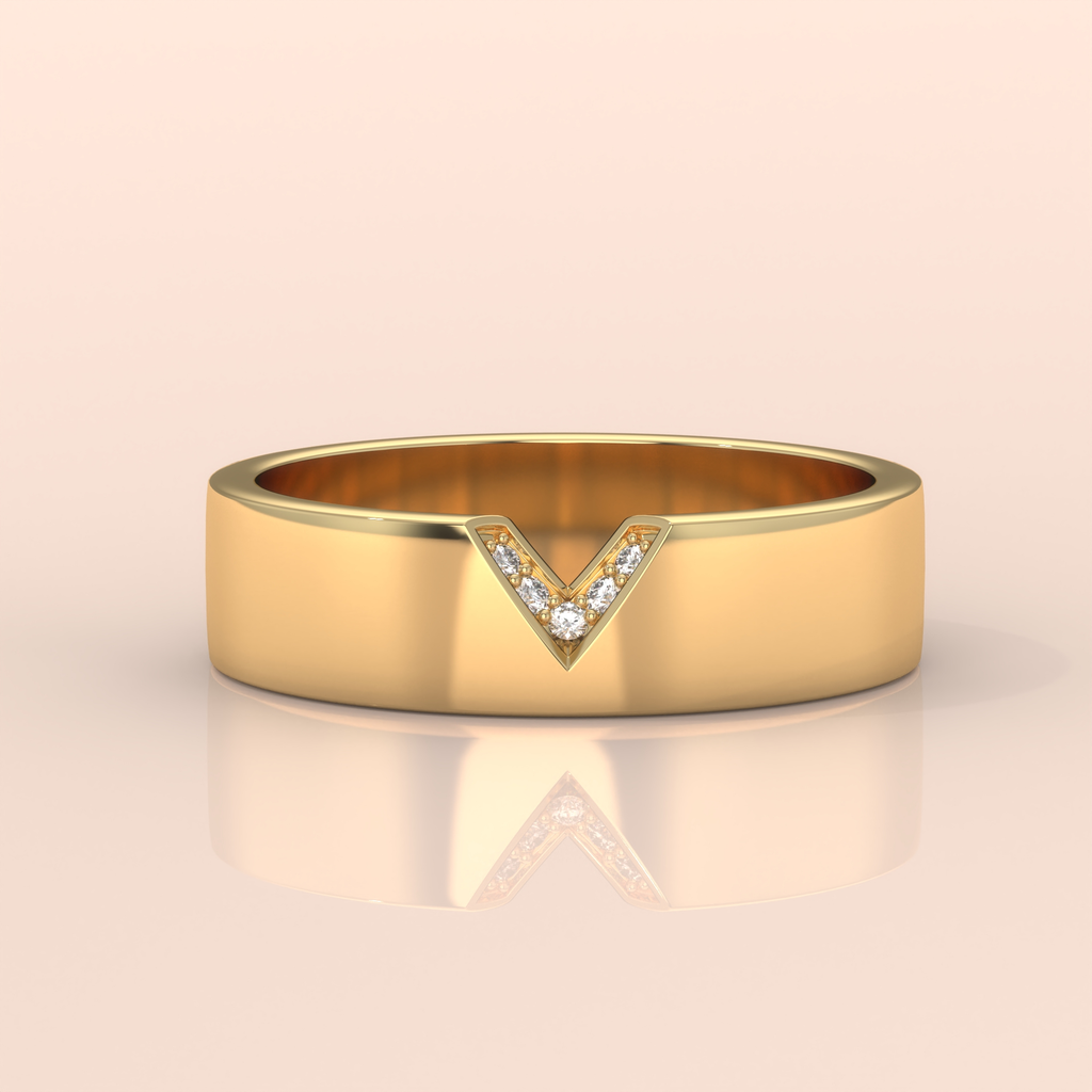 14k Gold Couple Wedding Bands – Unique Chevron V Shape Rings, Matching His & Hers Minimalist Design (Copy)