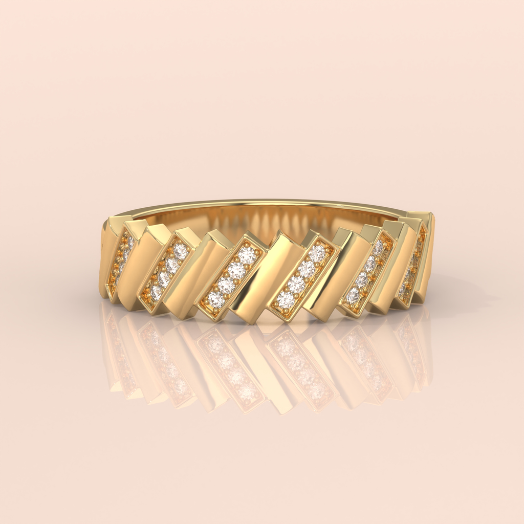 10k Gold Couple Rings – Unique Handmade Geometric Diamond Wedding Bands for Him & Her