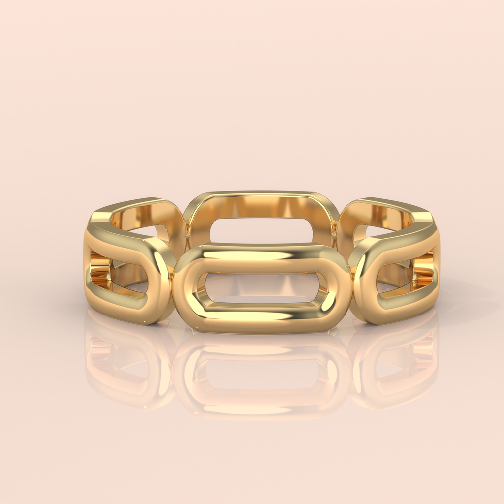 10k Gold Couple Wedding Bands – Unique Chain Link Rings with Diamonds, Matching Engagement Set