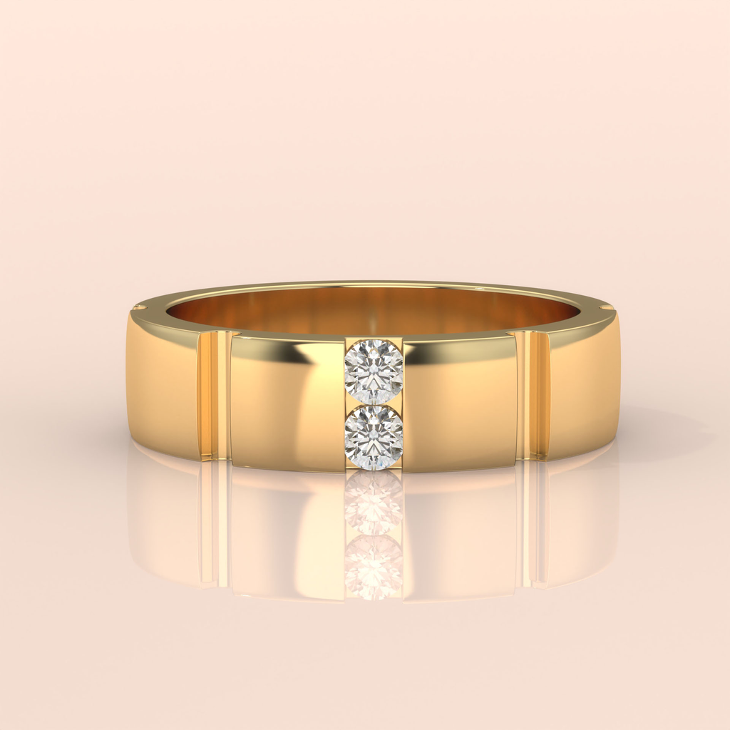 14k Gold Couple Wedding Bands – Elegant Matching Rings with Diamond Accents, Modern Geometric Anniversary or Engagement Gift (Copy)