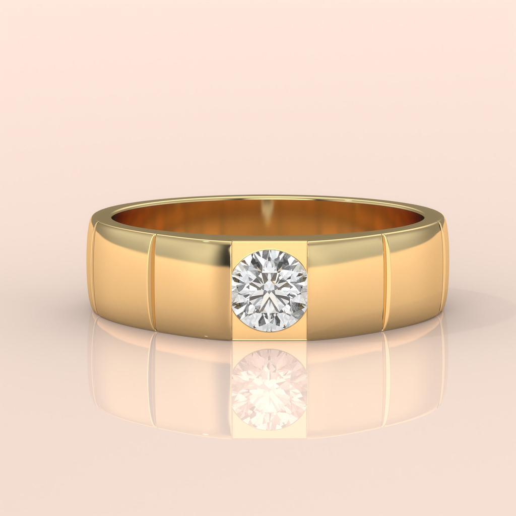 10k Gold Couple Rings – His and Hers Matching Solitaire Diamond Wedding Bands, Modern Engagement Set