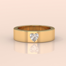 10k Gold Couple Rings – Heart Diamond Matching Wedding Bands, Romantic Engagement or Promise Ring Set