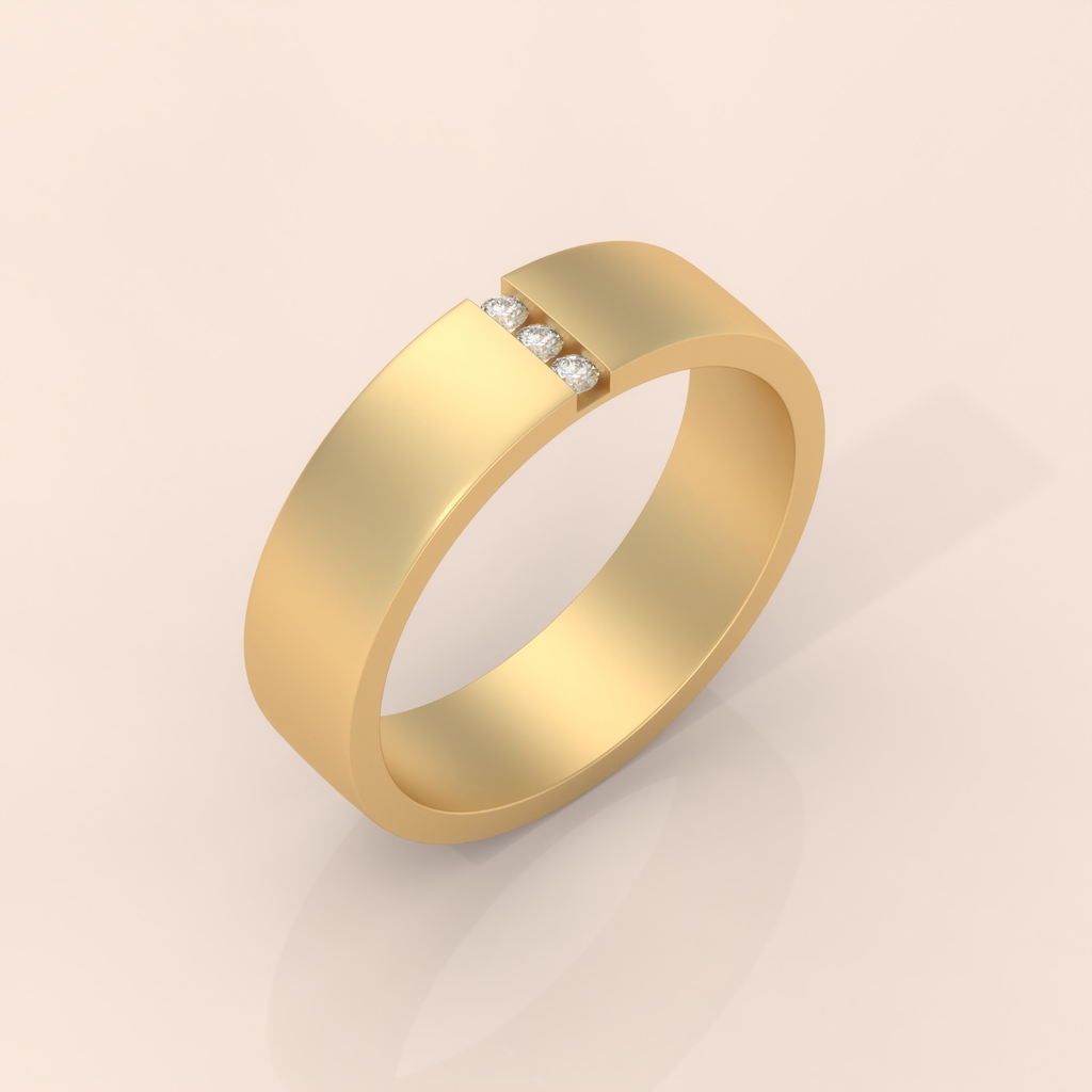 10k Gold Couple Band Set – Elegant His and Hers Wedding Rings with Diamond Accents