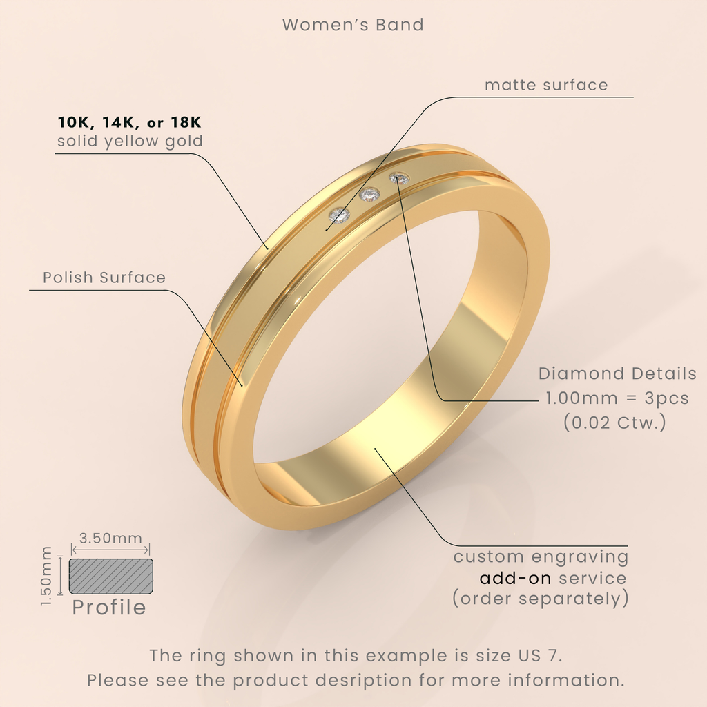 14k Gold Couple Wedding Bands – Elegant His and Hers Matching Rings with Diamonds (Copy)