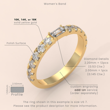 14k Gold Couple Rings – Baguette Diamond Matching Wedding Bands, Unique Engagement or Anniversary Set (Copy)