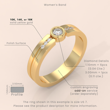 18k Gold Couple Rings – Matching Bands with Solitaire and Accent Diamonds, Wedding or Engagement Set (Copy) (Copy)