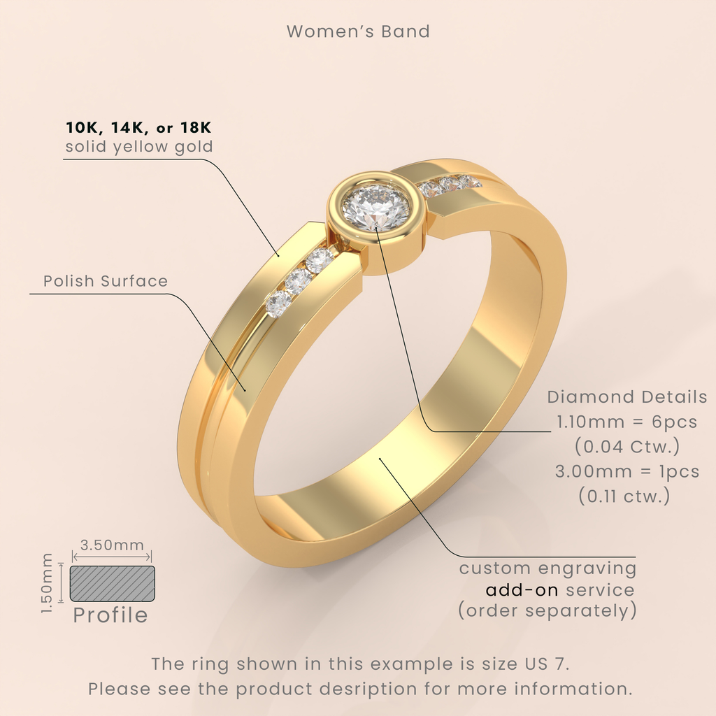10k Gold Couple Rings – Matching Bands with Solitaire and Accent Diamonds, Wedding or Engagement Set