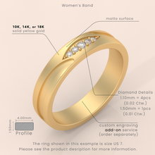 925 Sterling Silver Minimalist Gold Couple Rings Set with Diamond Accents – Matching His and Hers Wedding Bands & Promise Rings