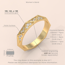 14k Gold Couple Rings – Faceted Geometric Wedding Bands with Diamond Accents, His & Hers Set (Copy)
