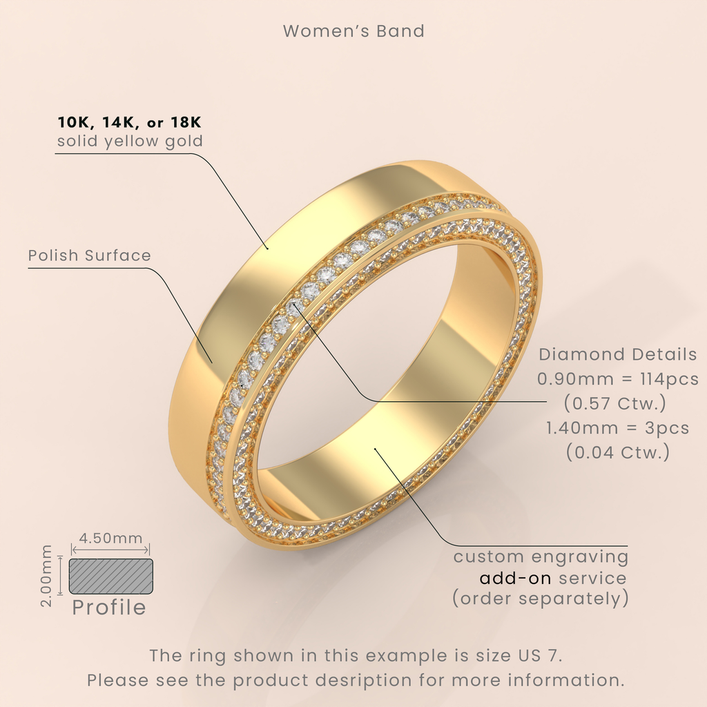 10k Gold Couple Wedding Bands – Matching Rings with Diamond Halo Detail, Minimalist Engagement or Anniversary Set