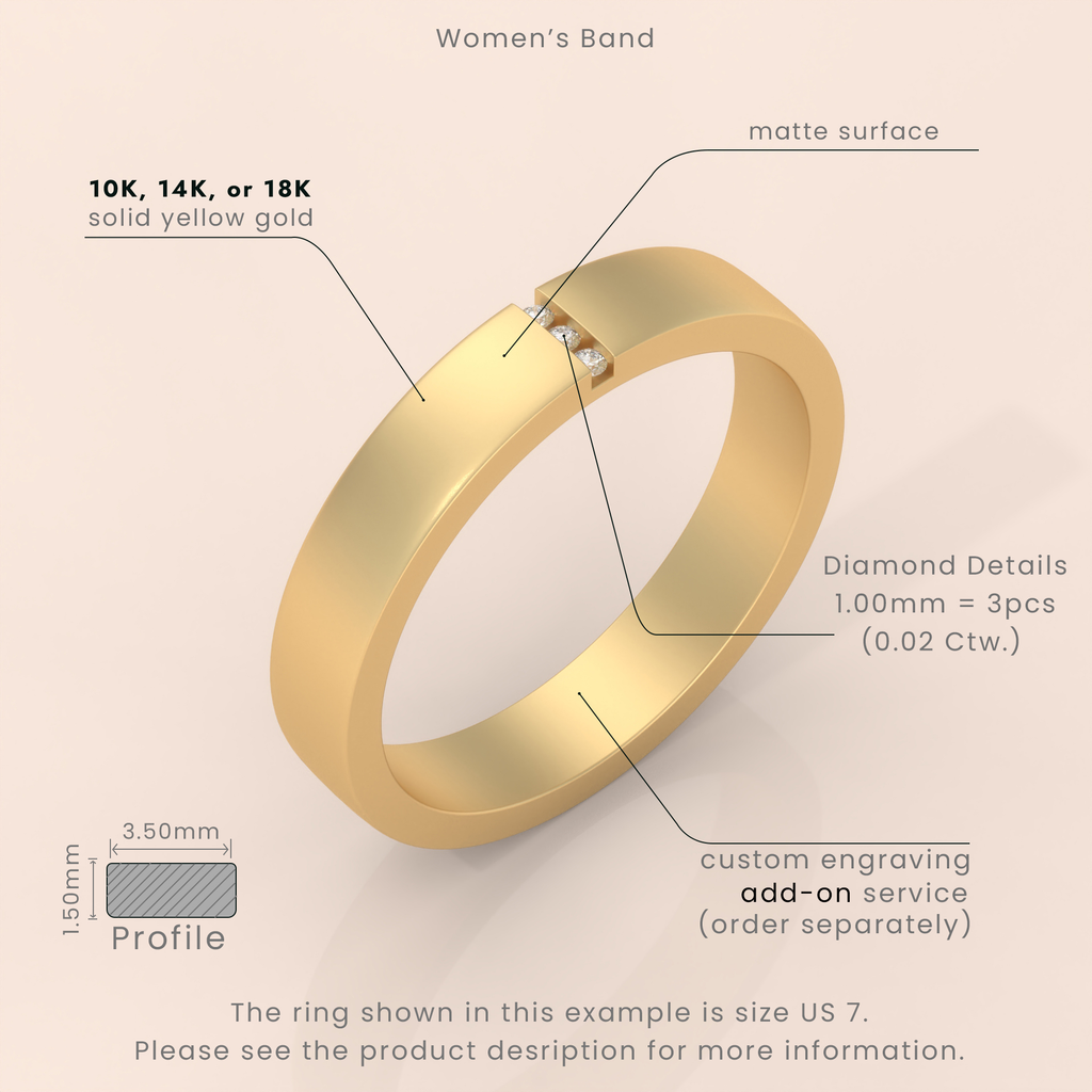 10k Gold Couple Band Set – Elegant His and Hers Wedding Rings with Diamond Accents