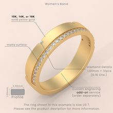 925 Sterling Silver Gold Couple Rings with Channel-Set Diamonds – Matching Wedding Bands for Him and Her