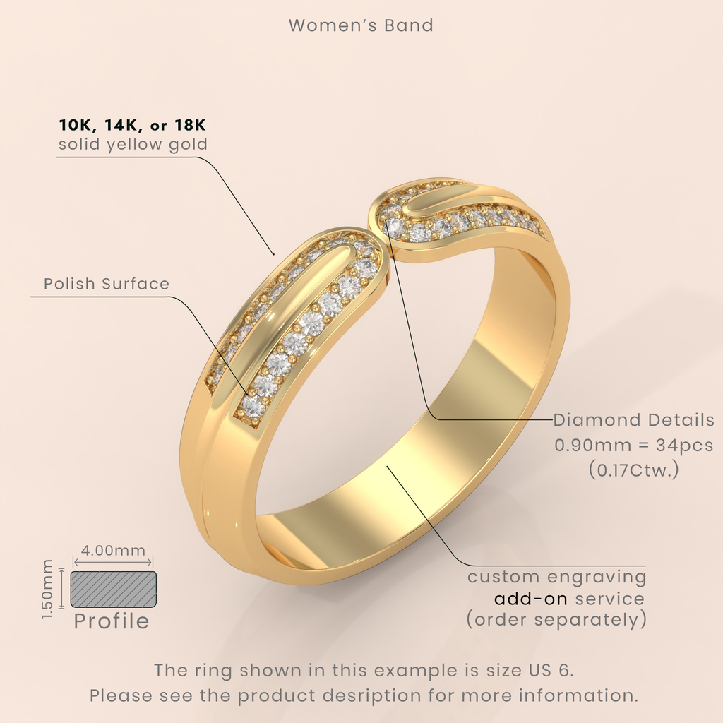 14k Gold Couple Wedding Bands – Matching Elegant Rings with Diamond Accents, Perfect for Engagement or Anniversary (Copy)