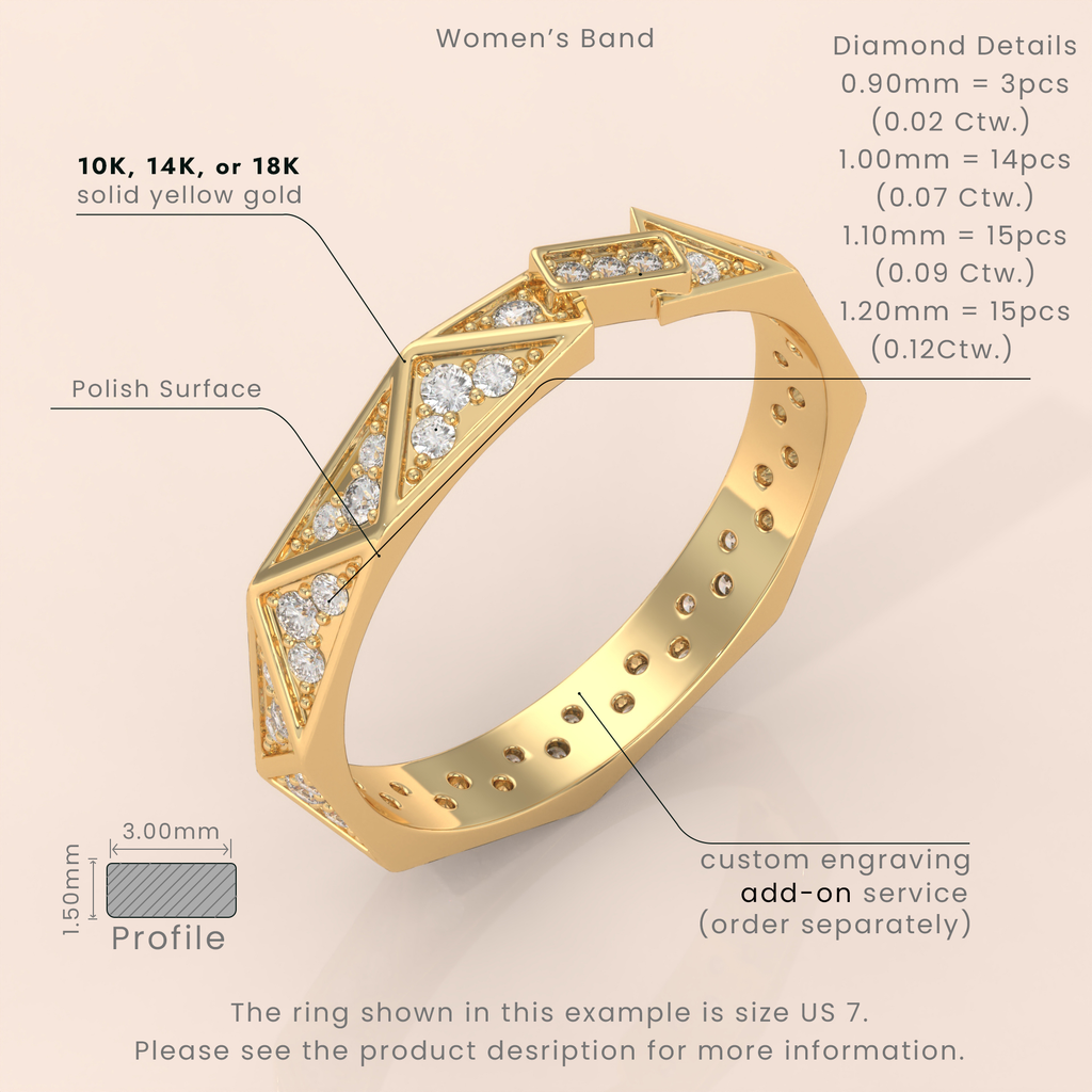 10k Gold Couple Rings – Modern Geometric Wedding Bands with Diamonds, Unique His & Hers Design