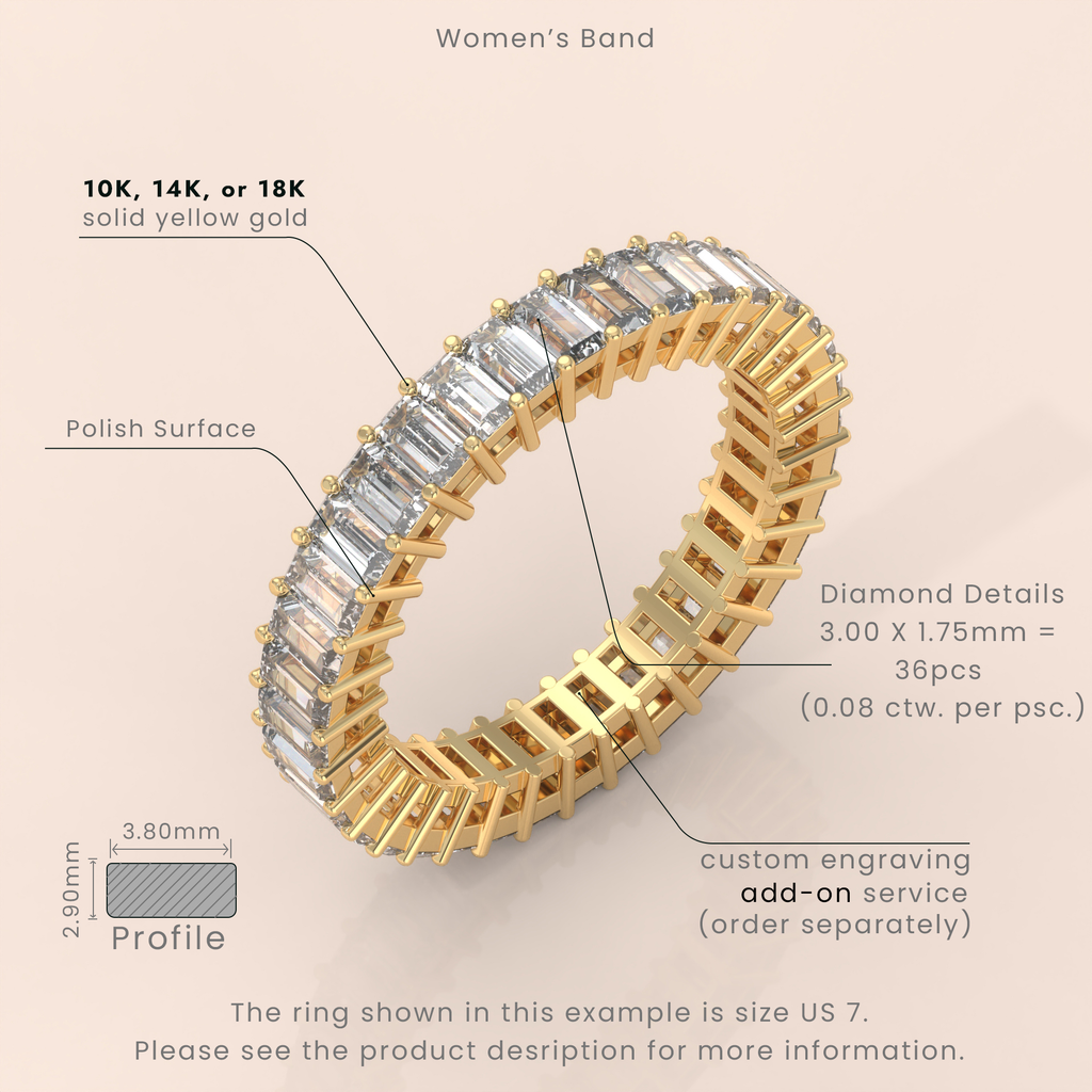 10k Gold Couple Rings Set – Classic Plain Band and Diamond Eternity Ring, Elegant Wedding Bands